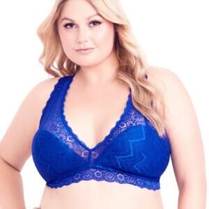 Hips & Curves City Chic Racer Back Bralette Blue 2X 18/20 Plus Size NEW